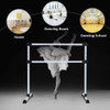 4' Height Adjustable Portable Double Freestanding Ballet Barre-Silver
