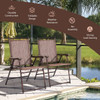 Set of 2 Patio Folding Sling Back Camping Deck Chairs-Brown