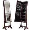 Touch Screen LED Light Mirrored Jewelry Cabinet-Coffee