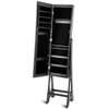 LED Jewelry Cabinet Armoire Organizer with Bevel Edge Mirror-Black