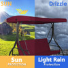 3 Seats Converting Outdoor Swing Canopy Hammock with Adjustable Tilt Canopy-Dark Red