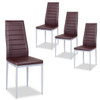 4 pcs PVC Leather Dining Side Chairs Elegant Design -Coffee