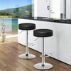 Adjustable Round Leather Swivel Seat Bar Stool-Black