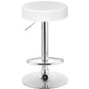 Adjustable Round Leather Swivel Seat Bar Stool-White