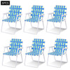 6 pcs Folding Beach Chair Camping Lawn Webbing Chair-Blue