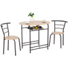 3 pcs Dining Set Table and 2 Chairs Bistro Pub Furniture-Natural