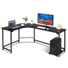 Home Office L-Shaped Corner Study Computer Desk-Black