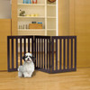 24'' Folding Standing 3 Panels Wood Pet Fence-Brown