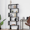6-Tier S-Shaped Bookcase Z-Shelf Style Storage Bookshelf-Black