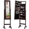 Mirrored Jewelry Cabinet Armoire Organizer w/ LED lights-Brown