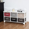 Wooden Basket Storage Chest with 6 Drawer Baskets