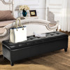 51" Storage Ottoman Bench PU Leather Tufted Rectangular Footstool-Black