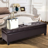 51" Storage Ottoman Bench PU Leather Tufted Rectangular Footstool-Coffee