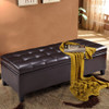 51" Storage Ottoman Bench PU Leather Tufted Rectangular Footstool-Coffee