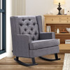 Retro Fabric Upholstered Button-Tufted Wingback Rocking Chair