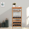 16 Bottles Bamboo Storage Wine Rack with Glass Hanger