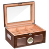 50 - 100 Cigar Humidor Storage Box Desktop Glasstop Humidifier