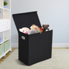 Double Laundry Hamper Storage Collapsible Basket Cothes Organizer-Black