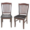 Set of 2 Armless Slat Back PU Leather Dining Chairs-Coffee