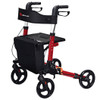 Folding Medical Rollator Lightweight Aluminum Walker for Seniors-Red