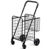 Folding Shopping Cart Basket Rolling Trolley with Adjustable Handle-Black