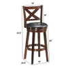 Swivel X-back Upholstered Counter Height Bar Stool with PVC Cushioned Seat-29 Inch