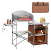 Foldable Outdoor BBQ Portable Grilling Table With Windscreen Bag