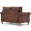 Modern Upholstered 2-Seater Nailhead Linen Fabric Sofa-Brown