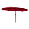 15 Feet Double-Sided Outdoor Patio Umbrella with Crank without Base-Dark Red