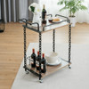 2-Tier Rolling Kitchen Bar Serving Cart