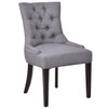 Fabric Upholstered Nailed Dining Chair with Wood Legs-Gray