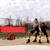 Portable Folding 6 Seats Chair Sideline Sports Bench-Red