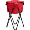 Portable Folding Tub Ice Cooler with Stand & Travel Bag-Red