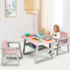 Kids Table and 2 Chairs Set with Storage Shelf-Pink