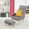 Living Room Lazy Sofa Armchair Adjustable Backrest & Headrest-Gray