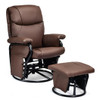 Glider Swivel Rocking PU Leather Recliner Chair-Brown