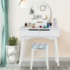 Dressing Table Vanity Makeup Set with Mirror Cushioned Stool Additional Storage-White