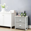 Metal Frame Nightstand Side Table Storage with 2 Drawers-Gray