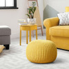 100% Cotton Hand Knitted Pouf Floor Seating Ottoman-Yellow