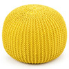100% Cotton Hand Knitted Pouf Floor Seating Ottoman-Yellow