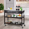 Stainless Steel Rolling Kitchen Island Trolley Cart-Brown