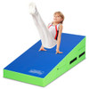 Folding Wedge Exercise Gymnastics Mat with Handles-Green