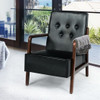 Midcentury Modern Accent Chair Lounge Chair Tufted Back Upholstered-Black