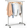 Clothing Rack Stainless Steel Heavy Duty Hanging Rail with Wheels