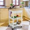 Kitchen Island Cart Multifunction Rolling Trolley Small Wood Cart-White