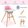 Wooden Baby 3 in 1 Convertible High chair w/ Cushion-Pink