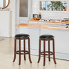 Set of 2 Leather Padded Backless Swivel Bar stool-29"