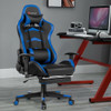 Massage Gaming Chair with Lumbar Support & Footrest-Blue