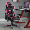 Massage Gaming Chair with Lumbar Support & Footrest-Pink