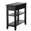 3-Tier Nightstand Bedside Table Sofa Side with Double Shelves Drawer-Black